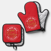 We wensen u een prettig kerstrood ovenwant & pannenlap set (Voorkant / Achterkant)