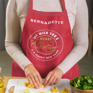 We wensen u een prettig kerstrood schort