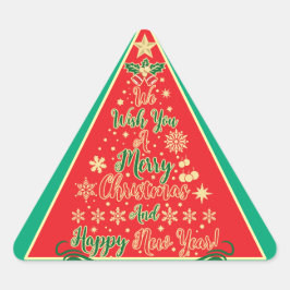 We wensen u een prettige kerstdag driehoek sticker