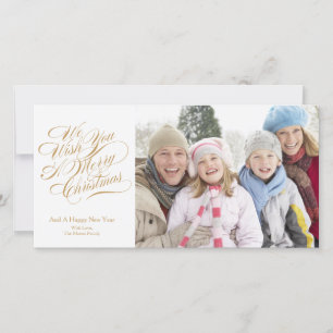 We wensen u een prettige kerstdag   Gold Script Feestdagenkaart