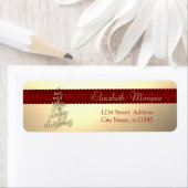 We wensen u een prettige kerstdag, gouden boom etiket (Insitu)