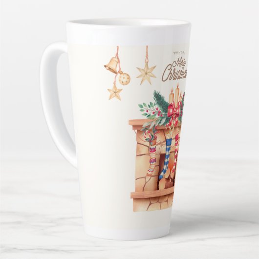 We wensen u een prettige kerstdag latte mok (Linkerhoek)