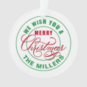 We wensen u een prettige kerstdag ornament (voorkant)