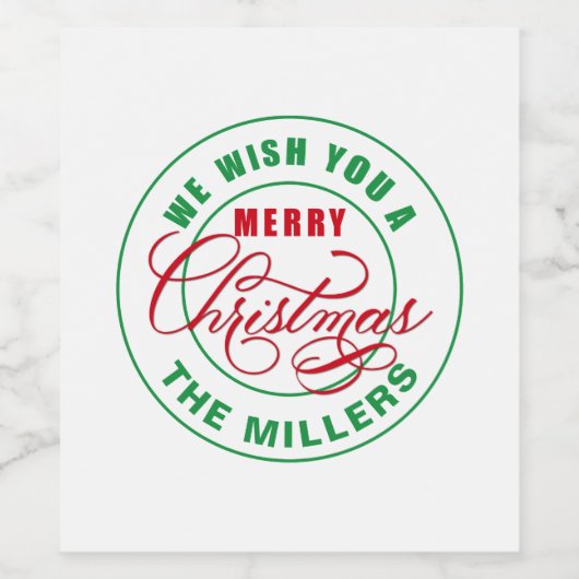 We wensen u een prettige kerstdag wijn etiket (Enkel label)