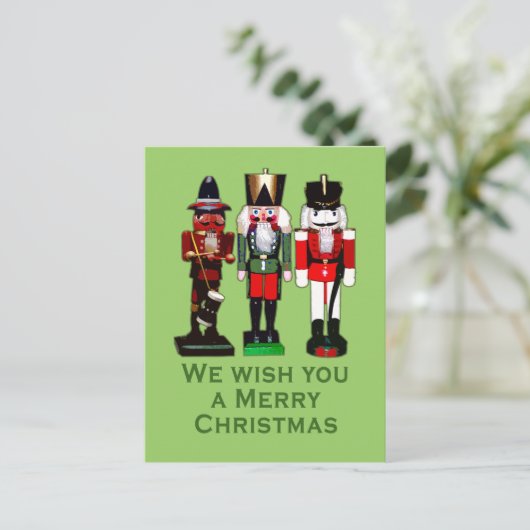 We wensen u een prettige kerstkrakers. feestdagenkaart (Staand voorkant)