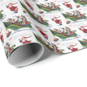 We wensen u een prettige kerstretro kerstman cadeaupapier (Rol Hoek)