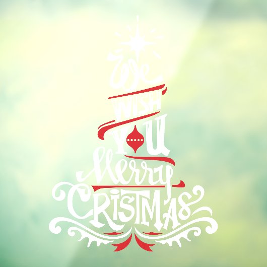 We wensen u een vrolijk kerstrood wit raamsticker (Vel 3)