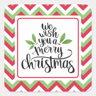 We wensen u een vrolijke kerststicker vierkante sticker