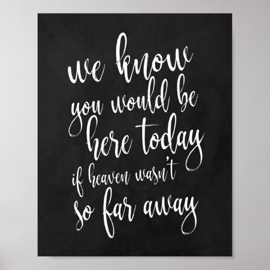 We weten dat je hier vandaag 8x10 Memorial Sign zo Poster (Voorkant)