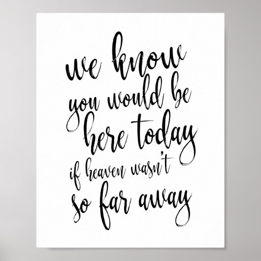 We weten dat je hier vandaag zou zijn 8x10 herdenk poster (Voorkant)