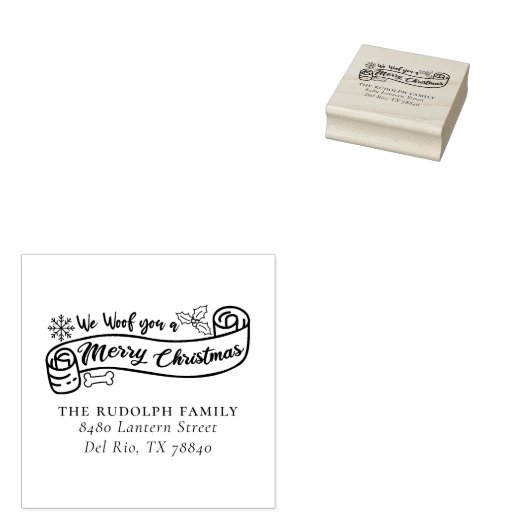 We weven u een vrolijk kerst adres rubberstempel (Gestempeld)