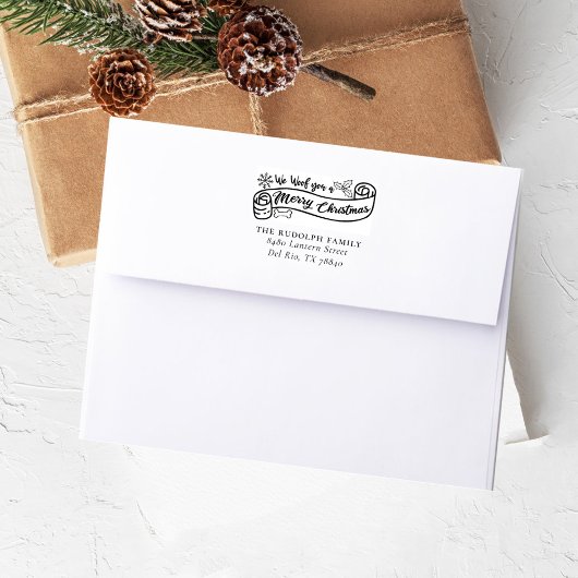 We weven u een vrolijk kerst  adres 	rubberstempel