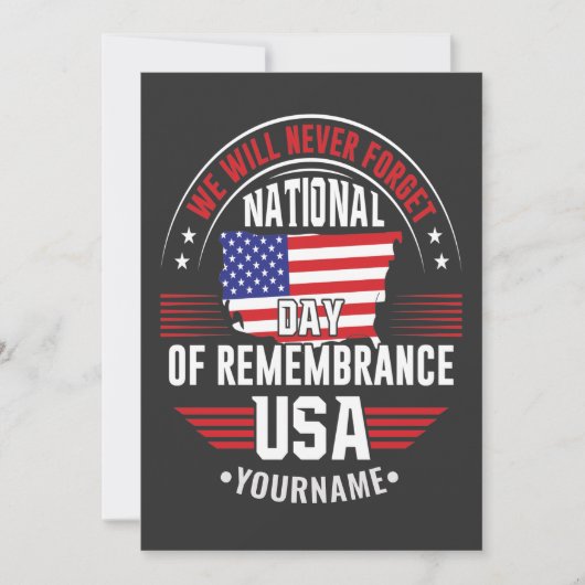 We Will Never Forget National Day of Remembrance Bedankkaart (Voorkant)