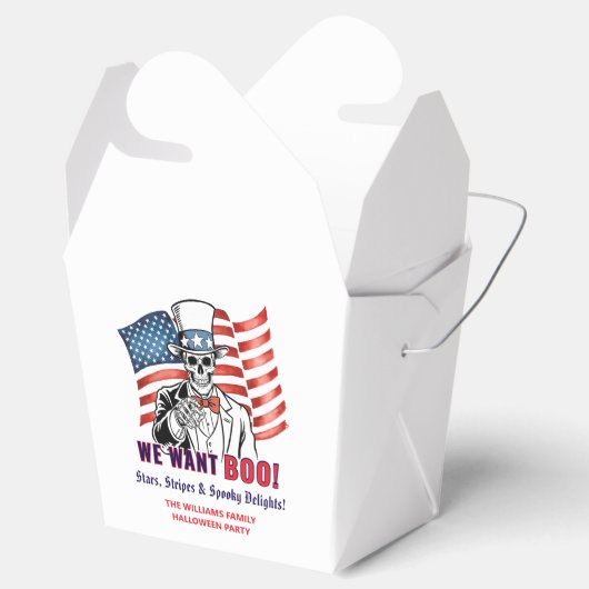 We willen een patriottisch Halloweenkostuumfeest Bedankdoosjes (Geopend)