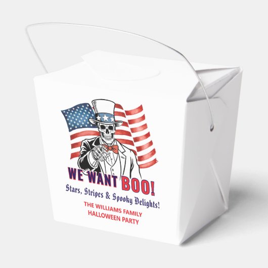 We willen een patriottisch Halloweenkostuumfeest Bedankdoosjes (Achterkant)