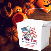 We willen een patriottisch Halloweenkostuumfeest