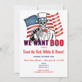 We willen een patriottisch Halloweenkostuumfeest Kaart