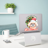 We willen jullie vrolijk kerstschip Tzu Sticker (Laptop op bureau)