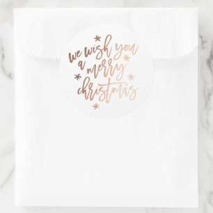 We Wish You A Merry Christmas Roos Folie Ronde Sticker