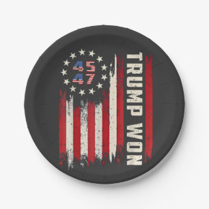 We Won TRUMP INAUGURATIE Amerikaanse Vlag  Papieren Bordje