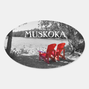 We wonen in Muskoka en Canada Ovale Sticker