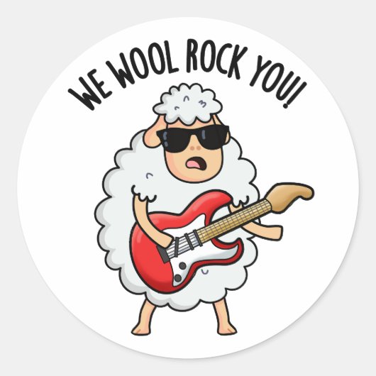 We Wool Rock You Funny Sheep Pun Ronde Sticker (Voorkant)