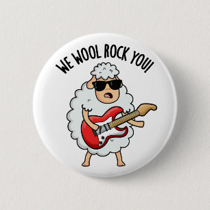 We Wool Rock You Grappige Schaap Stomme Spelling Ronde Button 5,7 Cm
