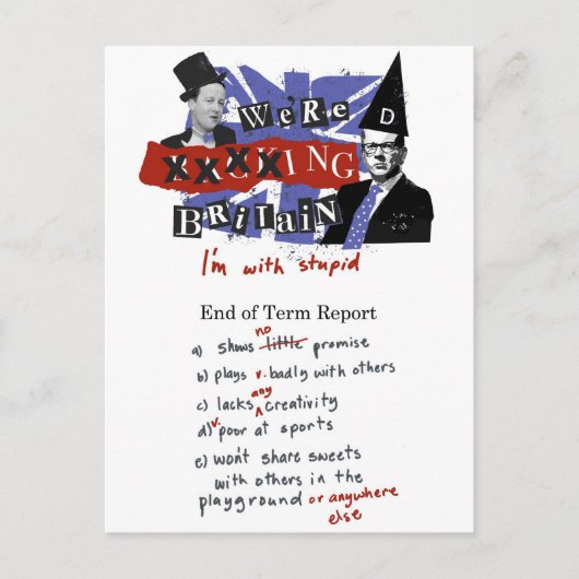 We xxxxxen Groot-Brittannië, ik ben dom Briefkaart (Voorkant)