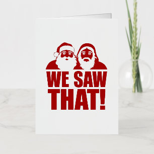 WE ZAGEN DAT! Kerstman en Jezus kijken altijd toe Folie Wenskaart