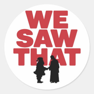 WE ZAGEN DAT! Kerstman en Jezus kijken altijd toe Ronde Sticker