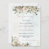 We zeiden ja Blush & Dusty Roos Floral Wedding Kaart (Voorkant)