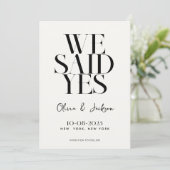 We zeiden ja minimale chique moderne bruiloft save the date (Staand voorkant)