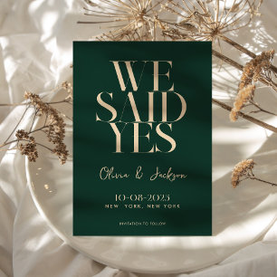 We zeiden ja minimale chique moderne bruiloft save the date