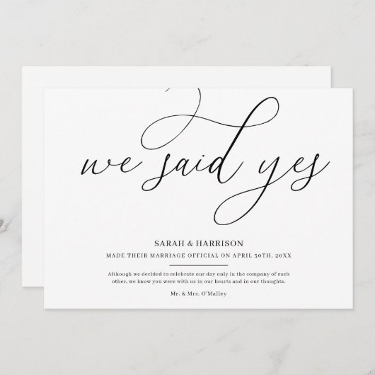 We zeiden ja minimalistische aankondiging van het (Voorkant / Achterkant)