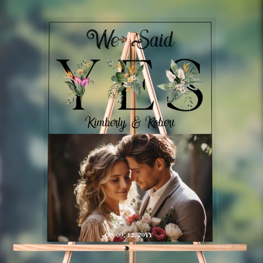 We zeiden ja tropische bloemen brieven aangepaste  acryl bord (Neutraal)