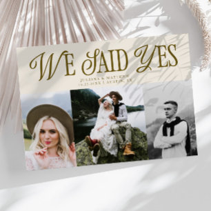 We zeiden ja Vintage bruiloft Multi Photo Cream Aankondiging