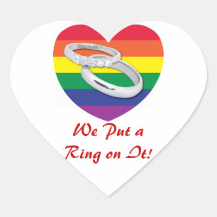 We zetten een ring op het homohuwelijk hart sticker