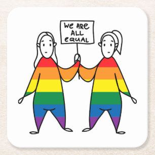 We zijn allemaal gelijk vierkante kartonnen onderzetter