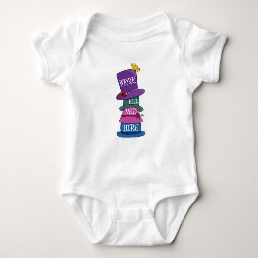 We zijn allemaal Mad Hier Mad Hatter Alice in Wond Romper (Voorkant)