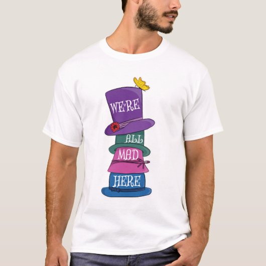 We zijn allemaal Mad Hier Mad Hatter Alice in Wond T-shirt (Voorkant)