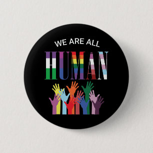 We zijn allemaal menselijke kleurrijke handen ronde button 5,7 cm