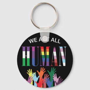 We zijn allemaal menselijke kleurrijke handen sleutelhanger