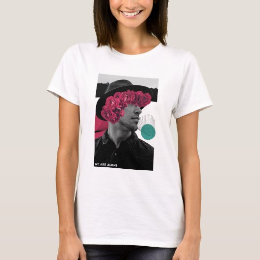 We zijn Alone Man met Flowers Collage T-shirt (Voorkant)