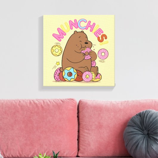 We zijn Beren, Grizz Donut Munchies. Canvas Afdruk (Insitu (Woonkamer))