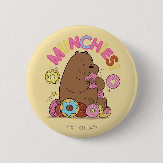 We zijn Beren, Grizz Donut Munchies. Ronde Button 5,7 Cm (Voorkant)