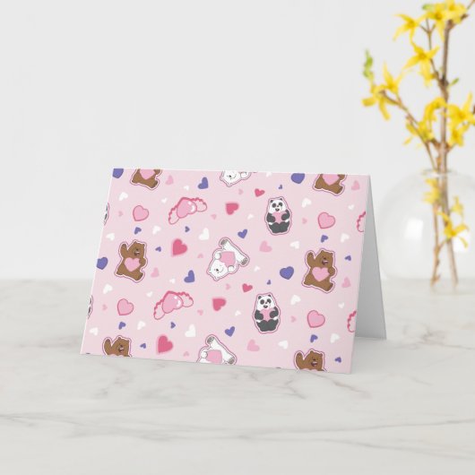 We zijn Beren - Valentijn harten patroon Kaart (Gele Bloem)