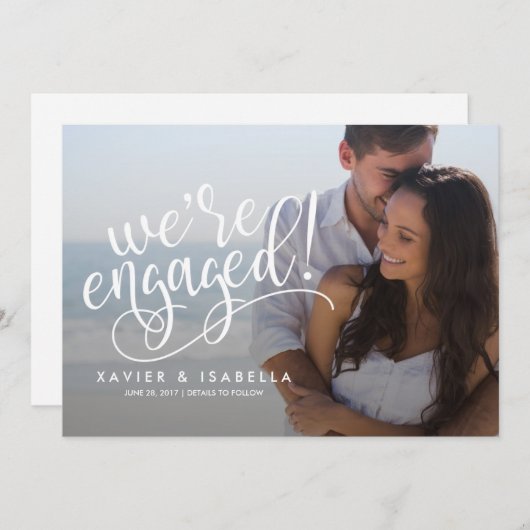 We zijn bezig. | Aankondiging foto-Verloving (Voorkant / Achterkant)