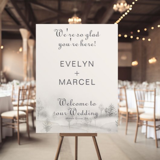 We zijn blij dat je hier de Winter Wedding Welcome Poster