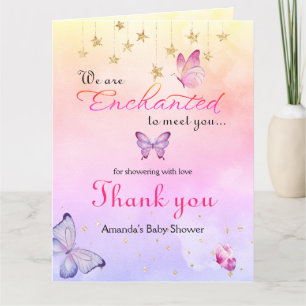 We zijn blij om u te ontmoeten vlinder Baby shower Bedankkaart