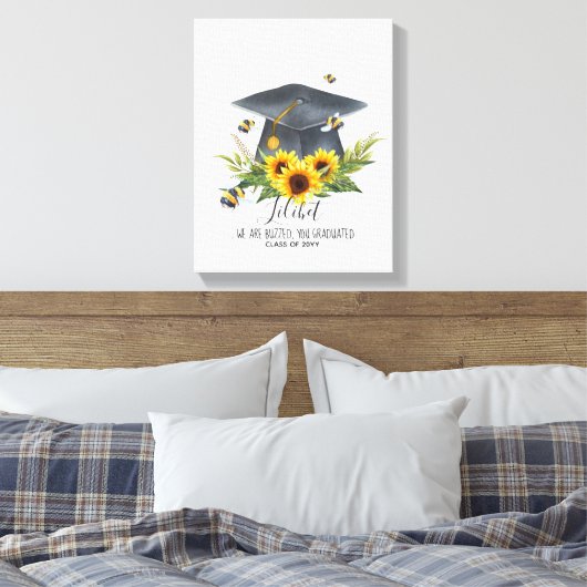 We zijn BUZZED! AFSTUDEREN Personeelsbeloningen Canvas Afdruk (Insitu (Slaapkamer))